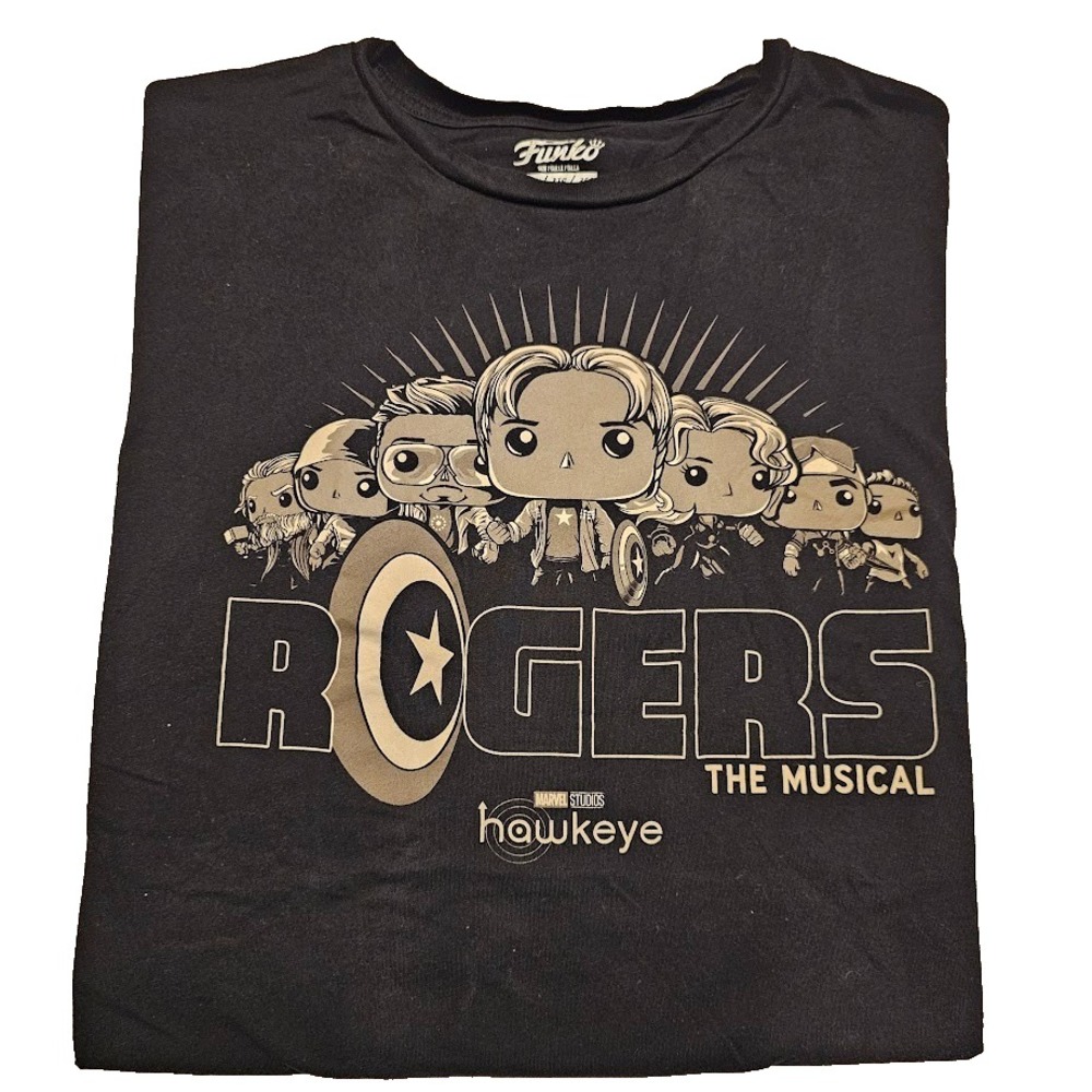 Funko Marvel Hawkeye Rogers The Musical Mens Black Graphic T-Shirt 3XL 2023